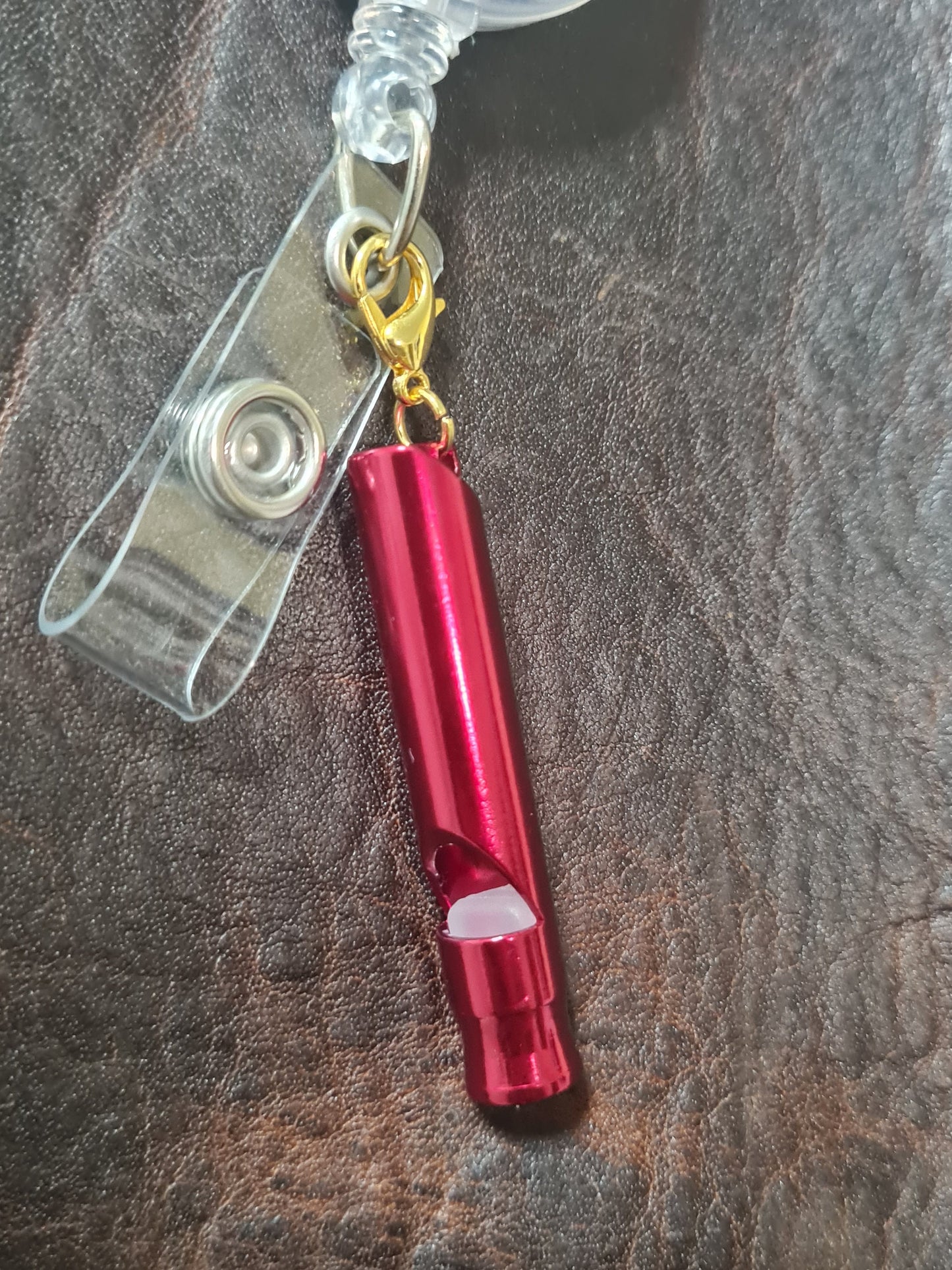 Emergency Whistle ~ ID Badge Reel Charm ~ Custom Made Charms ~ Badge Buddy ~ Badge Accessories