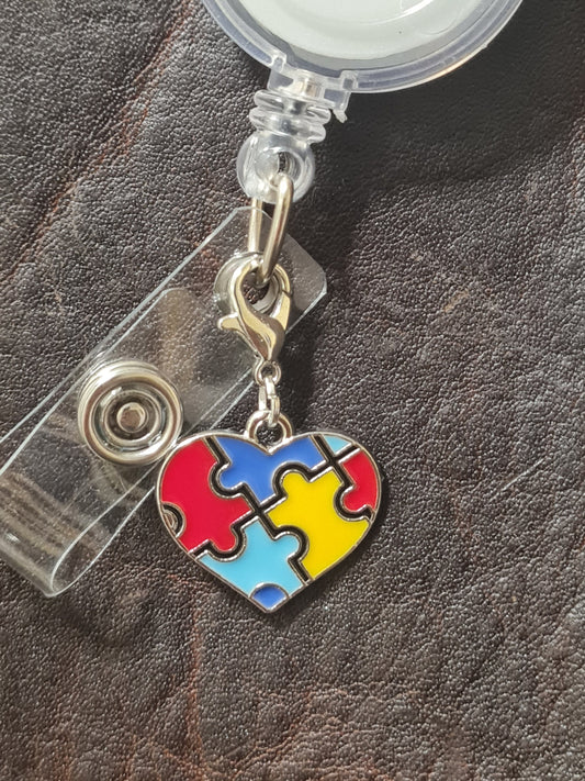 Autism Awareness ~ ID Badge Reel Charm ~ Custom Made Charms ~ Badge Buddy ~ Badge Accessories
