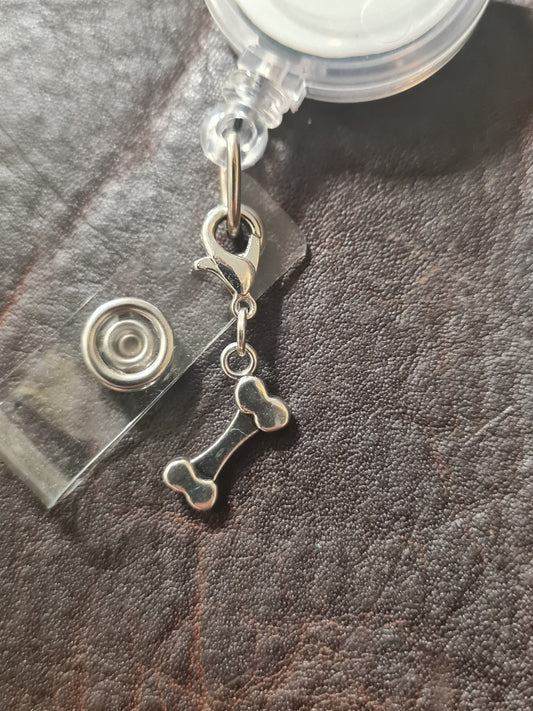 Dog Bone ~ Vet Tech ~ ID Badge Reel Charm ~ Custom Made Charms ~ Badge Buddy ~ Badge Accessories