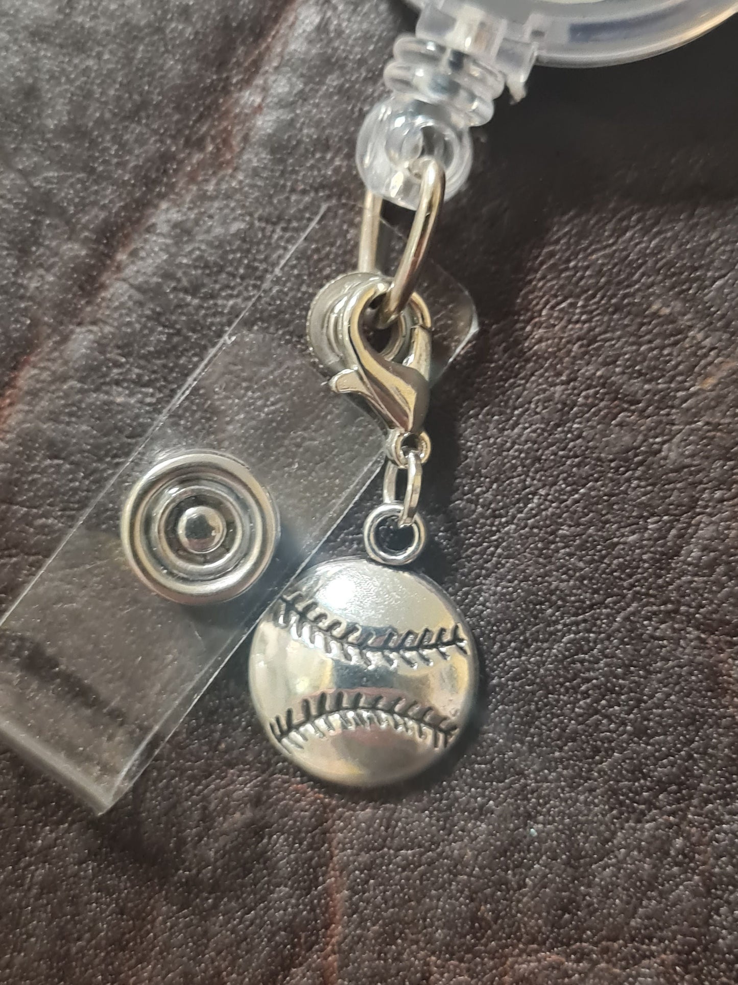 Baseball ~ ID Badge Reel Charm ~ Custom Made Charms ~ Badge Buddy ~ Badge Accessories