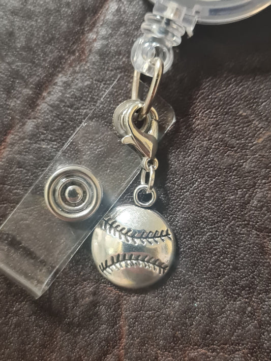 Baseball ~ ID Badge Reel Charm ~ Custom Made Charms ~ Badge Buddy ~ Badge Accessories