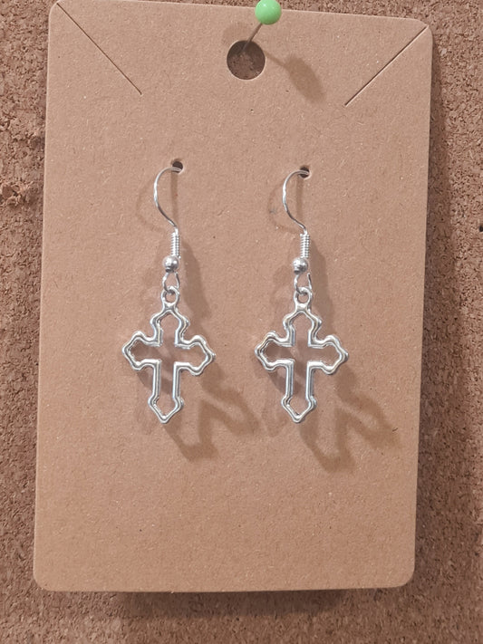 Detailed Cross Earrings ~ Stainless Fish Hook Posts