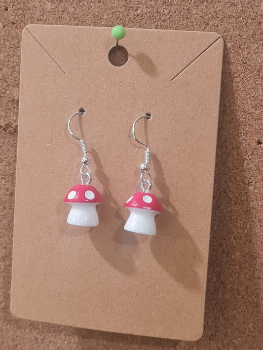 Mushroom Earrings ~ Stainless Fish Hook Posts ~ Fungi