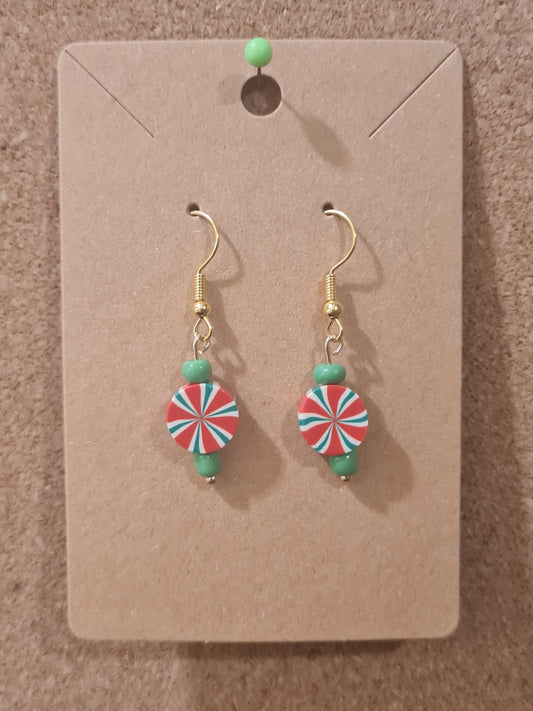 Peppermint Earrings ~ Stainless Fish Hook Posts ~ Christmas Earrings