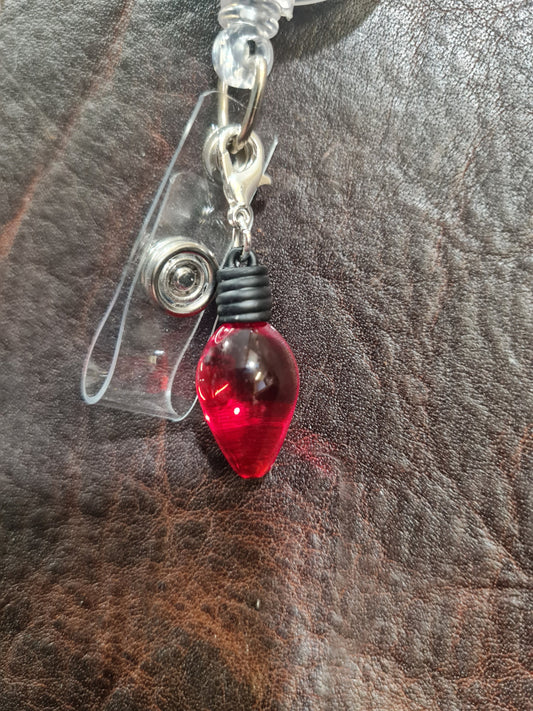 Christmas Light Bulb ~ ID Badge Reel Charm ~ Custom Made Charms ~ Badge Buddy ~ Badge Accessories