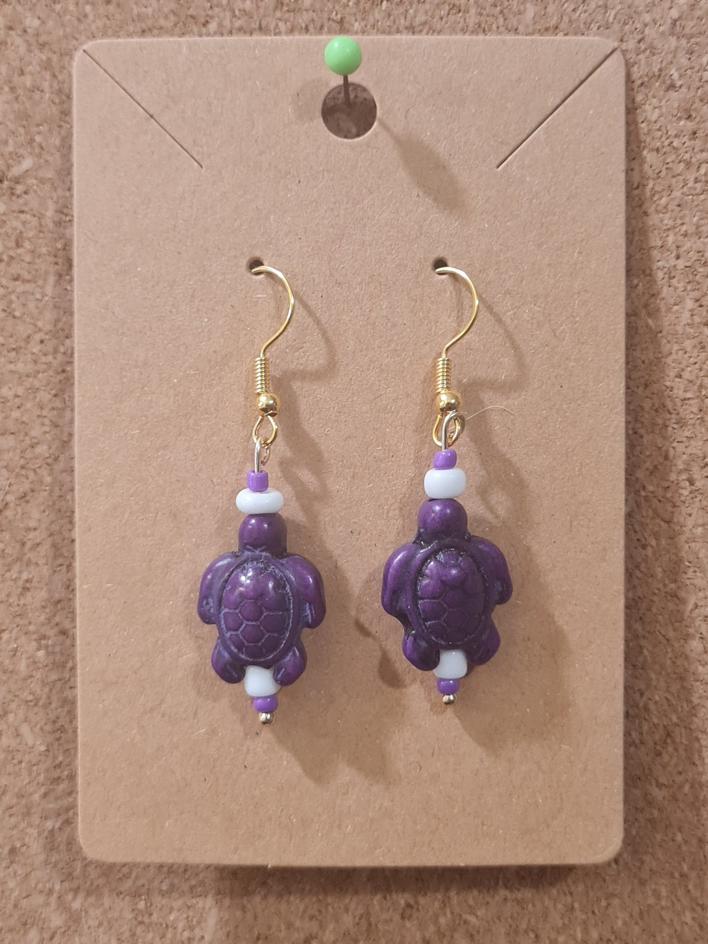 Ceramic Turtle Earrings ~ Stainless Fish Hook Posts