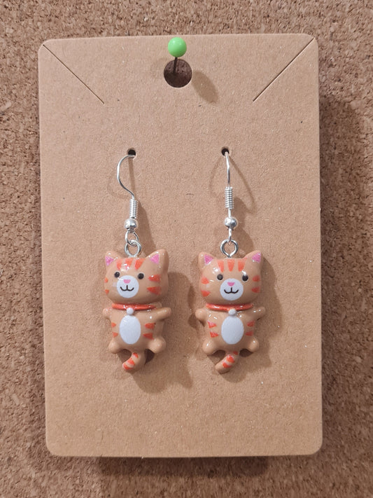 Cute Cat Earrings ~ Stainless Fish Hook Posts ~ Cartoon Cats