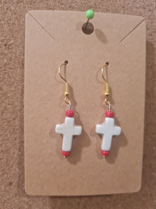 Ceramic Cross Earrings ~ Stainless Fish Hook Posts