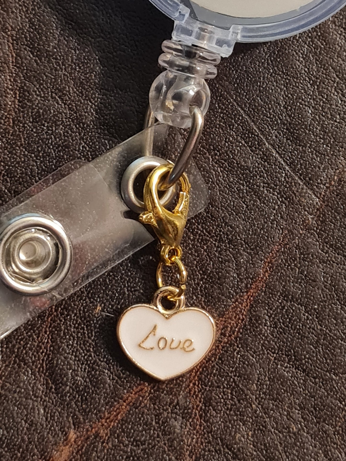 Valentine's Day ~ ID Badge Reel Charm ~ Custom Made Charms ~ ID Badge Charm ~ Badge Buddy ~ Badge Accessories