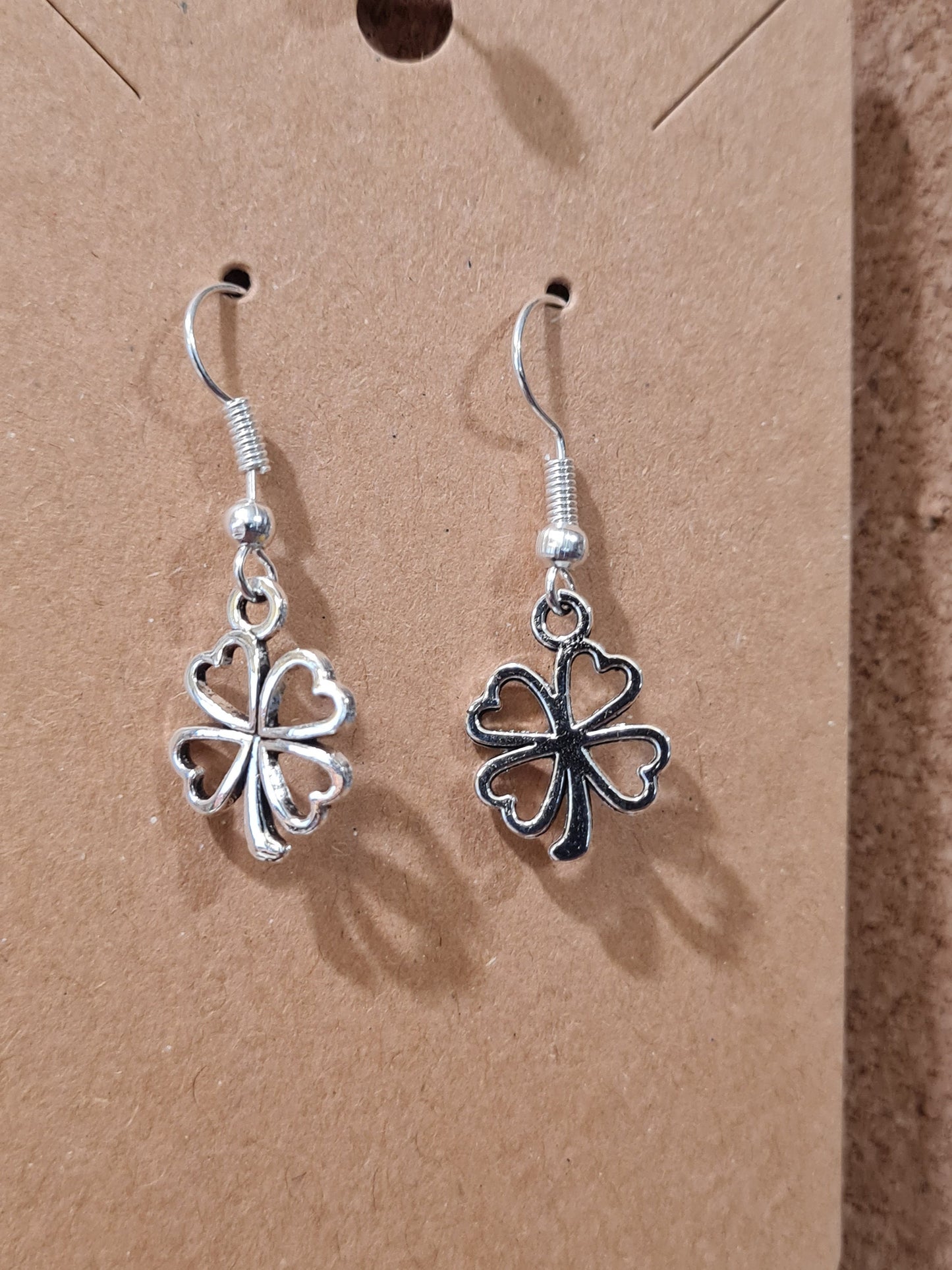 Four Leaf Clover Earrings ~ Stainless Fish Hook Posts ~ St. Patrick's Day ~ Lucky Earrings