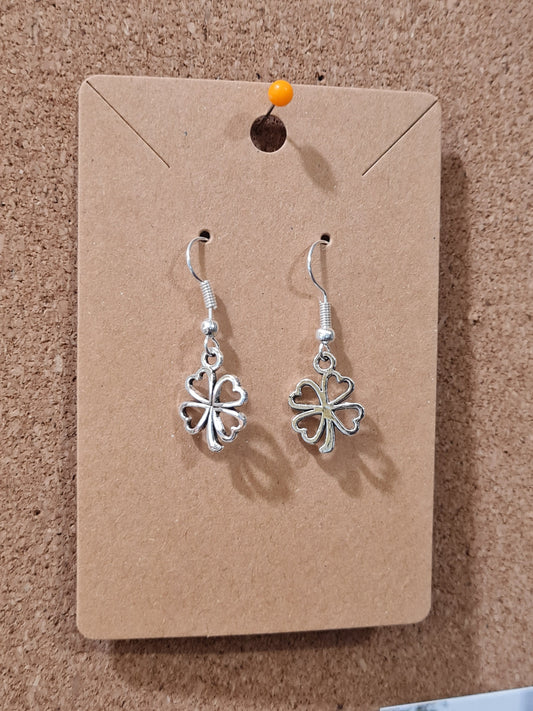 Four Leaf Clover Earrings ~ Stainless Fish Hook Posts ~ St. Patrick's Day ~ Lucky Earrings