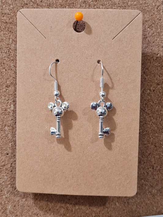 Key to Disney Earrings ~ Stainless Fish Hook Posts ~ Mickey Mouse