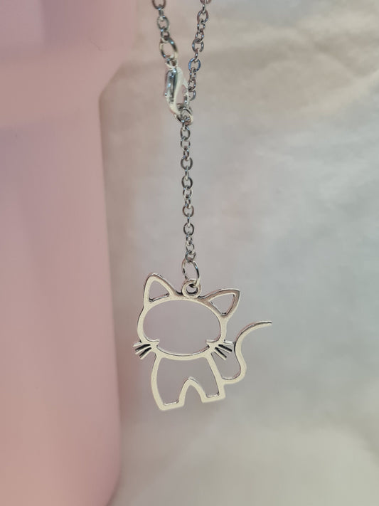 Silver Cat Silhouette Tumbler Charm ~ Stanley Cup Charm ~ Custom Made Charms ~ Cup Charm ~ Cup Handle Charm ~ Cup Accessory