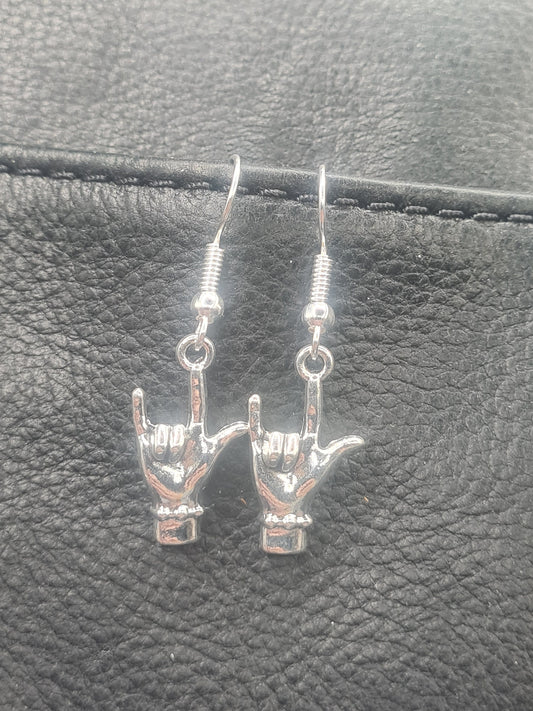 I Love You Earrings ~ Stainless Fish Hook Posts ~ Sign Language ~ ASL