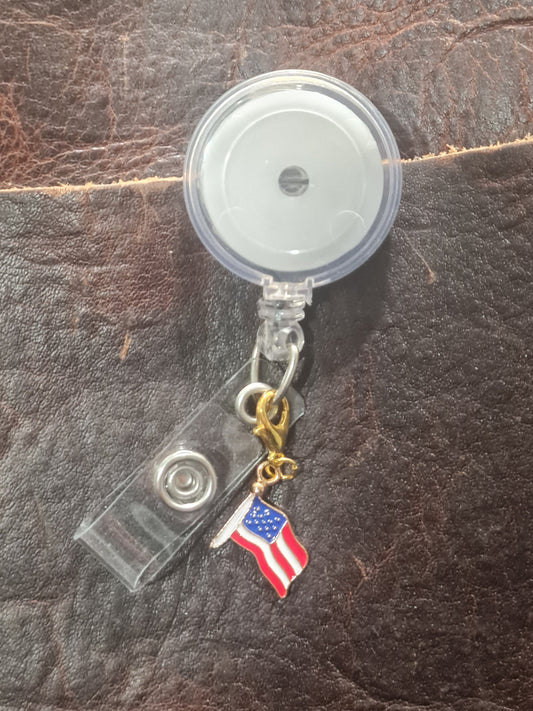 American Flag  ~ ID Badge Reel Charm ~ Custom Made Charms ~ Badge Buddy ~ Badge Accessories