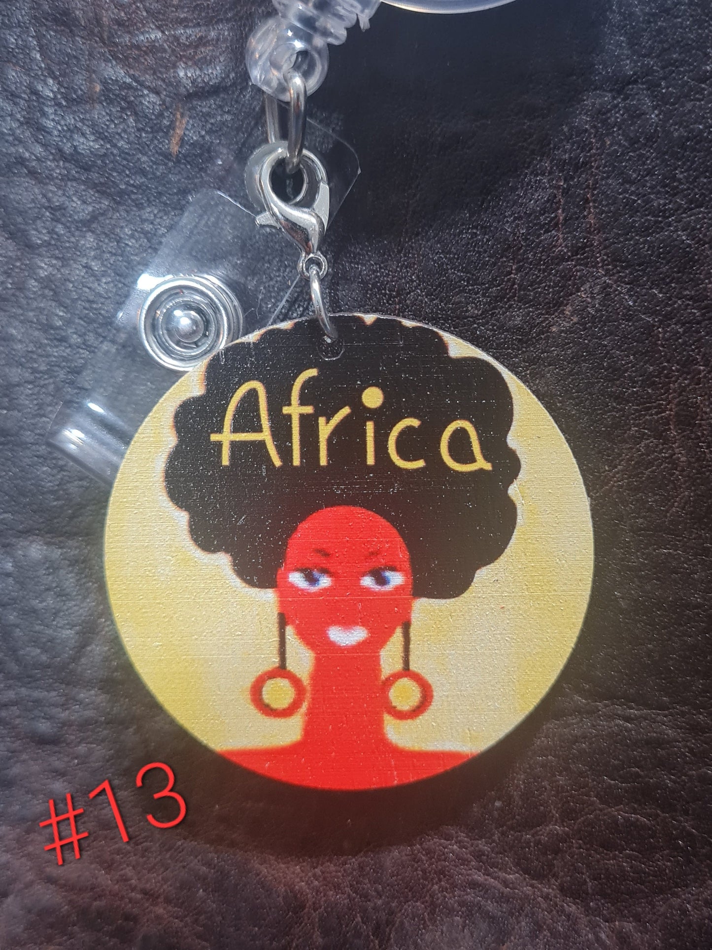 Africa Theme ~ ID Badge Reel Charm ~ Custom Made Charms ~ Black Girl Fly ~ Black History Month ~Melanin~African Badge~Afro Queen~Black Queen