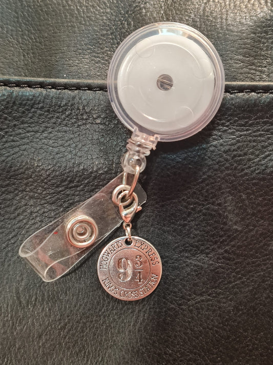 Wizard Express ~ ID Badge Reel Charm ~ Custom Made Charms  ~ Badge Buddy ~ Badge Accessories ~ 9 3/4 ~ Badge Charm ~ Wizard Movie