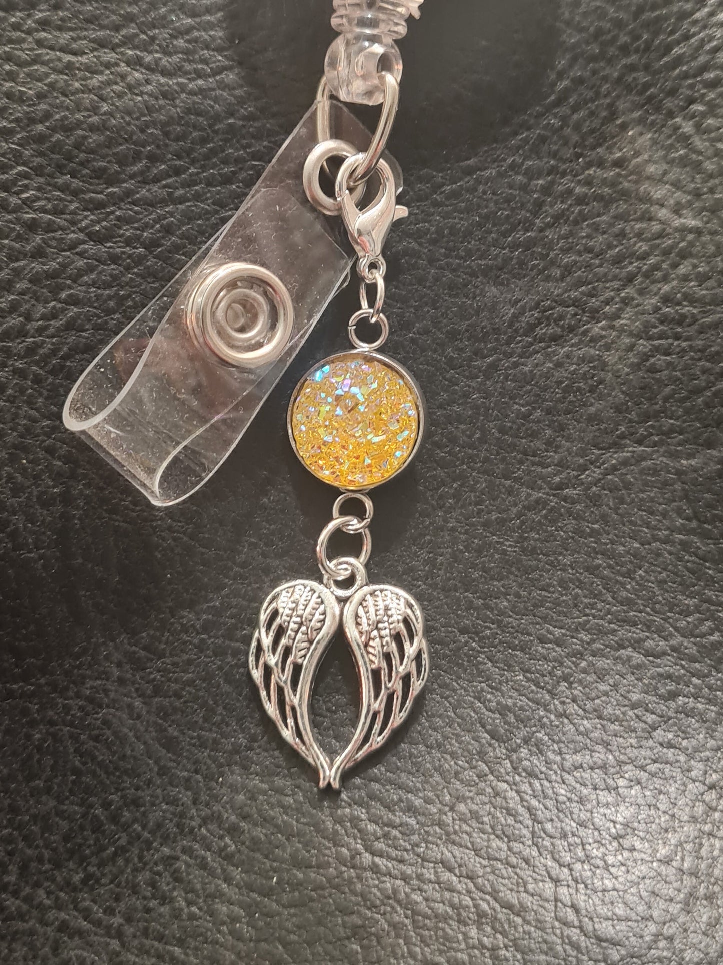 Angel Wings ~ Sparkling Charm ~ ID Badge Reel Charm ~ Custom Made Charms ~ Badge Buddy ~ Badge Accessories