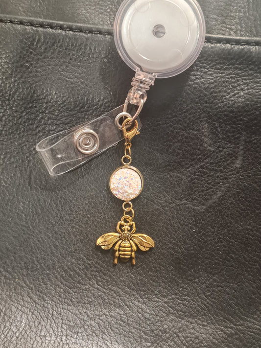 Bee Charm ~ Sparkling Charm ~ ID Badge Reel Charm ~ Custom Made Charms ~ Badge Buddy ~ Badge Accessories ~ Busy Bee ~ Honey Bee