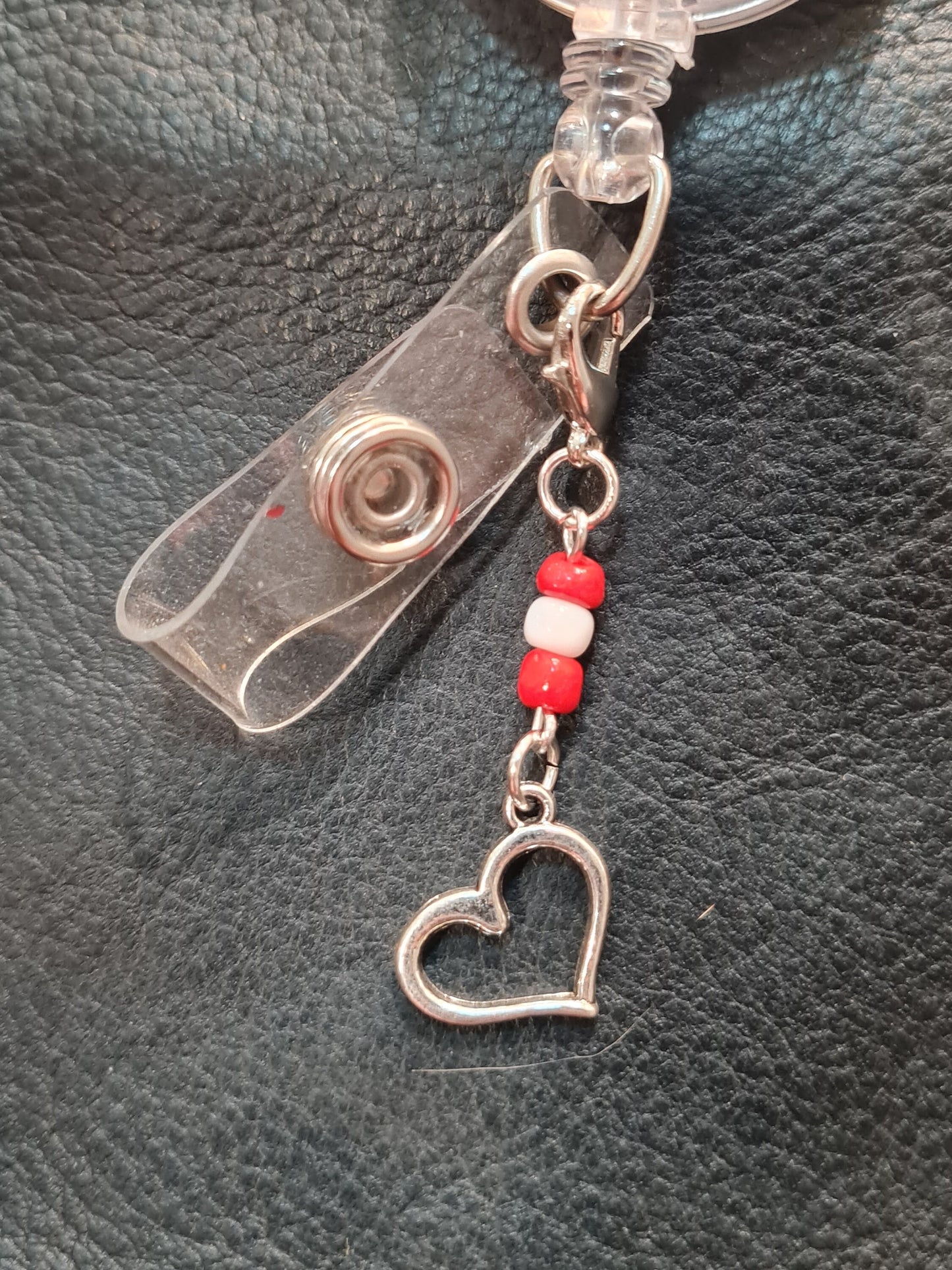 Beaded Heart ~ ID Badge Reel Charm ~ Custom Made Charms  ~ Badge Buddy ~ Badge Accessories ~ Valentine ~ Badge Charm