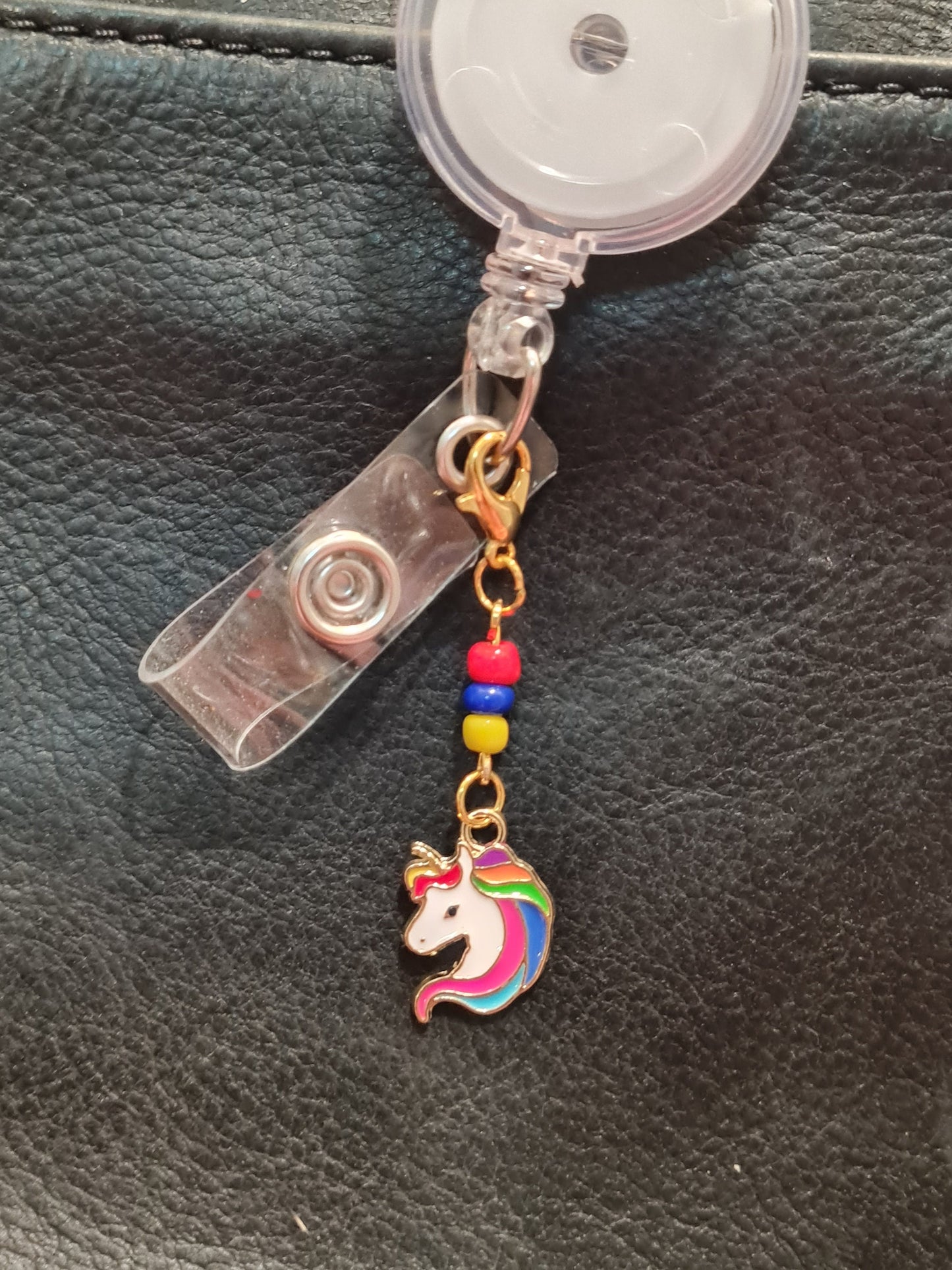 Beaded Unicorn ~ ID Badge Reel Charm ~ Custom Made Charms  ~ Badge Buddy ~ Badge Accessories ~ Pride ~ Badge Charm ~ Unicorn