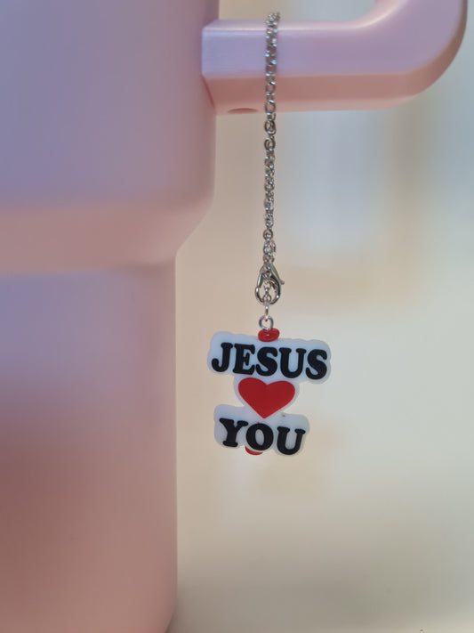 Jesus Loves You Tumbler Charm ~ Stanley Cup Charm ~ Custom Made Charms ~ Cup Charm ~ Cup Handle Charm ~ Jesus ~ Christian Charm
