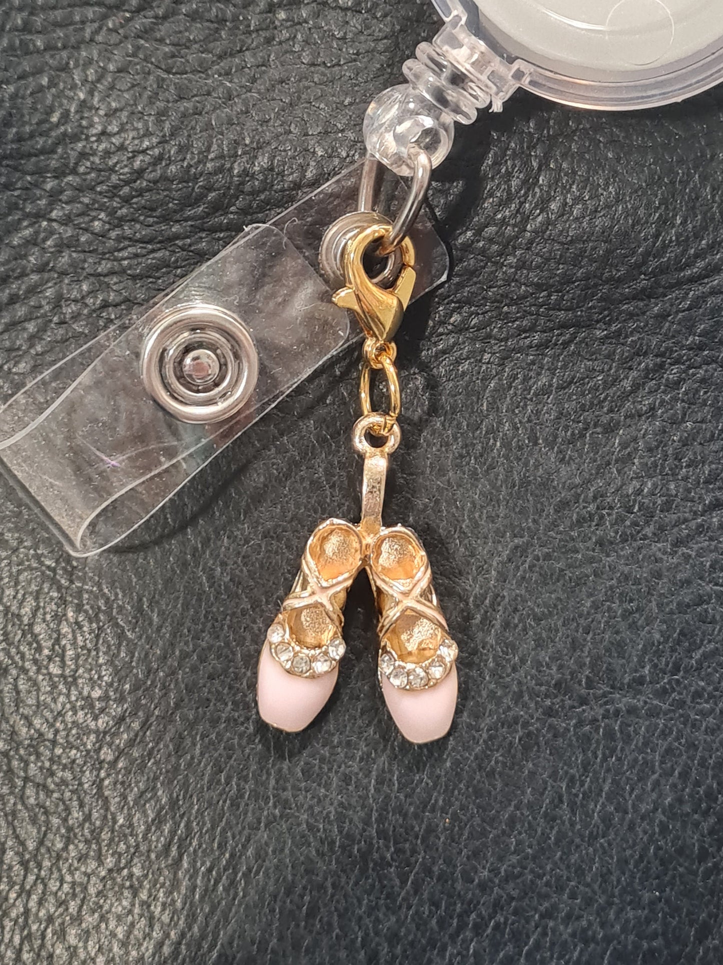 Ballet Slippers ~ ID Badge Reel Charm ~ Custom Made Charms ~ Badge Buddy ~ Badge Accessories ~ Ballerina ~ Dance
