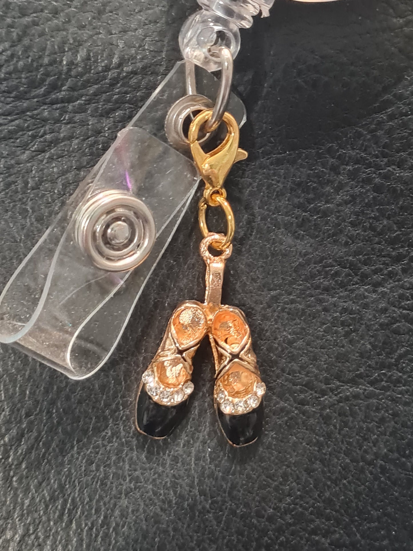 Ballet Slippers ~ ID Badge Reel Charm ~ Custom Made Charms ~ Badge Buddy ~ Badge Accessories ~ Ballerina ~ Dance