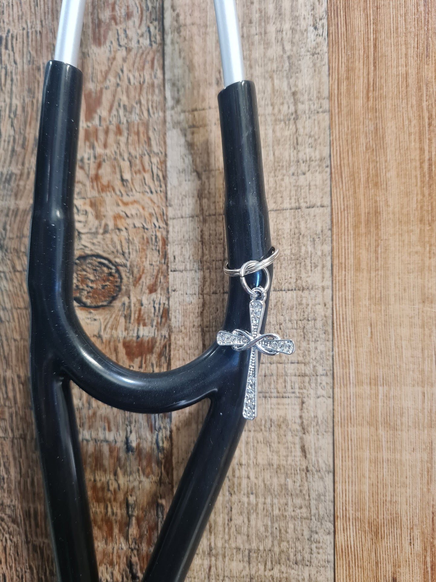 Sparkling Cross ~ Stethoscope Charm ~  RN Charm ~ Medical Stethoscope Charm ~ Christian Charm ~ Physician Charm ~ Stethoscope Tag ~ OT ~ RT