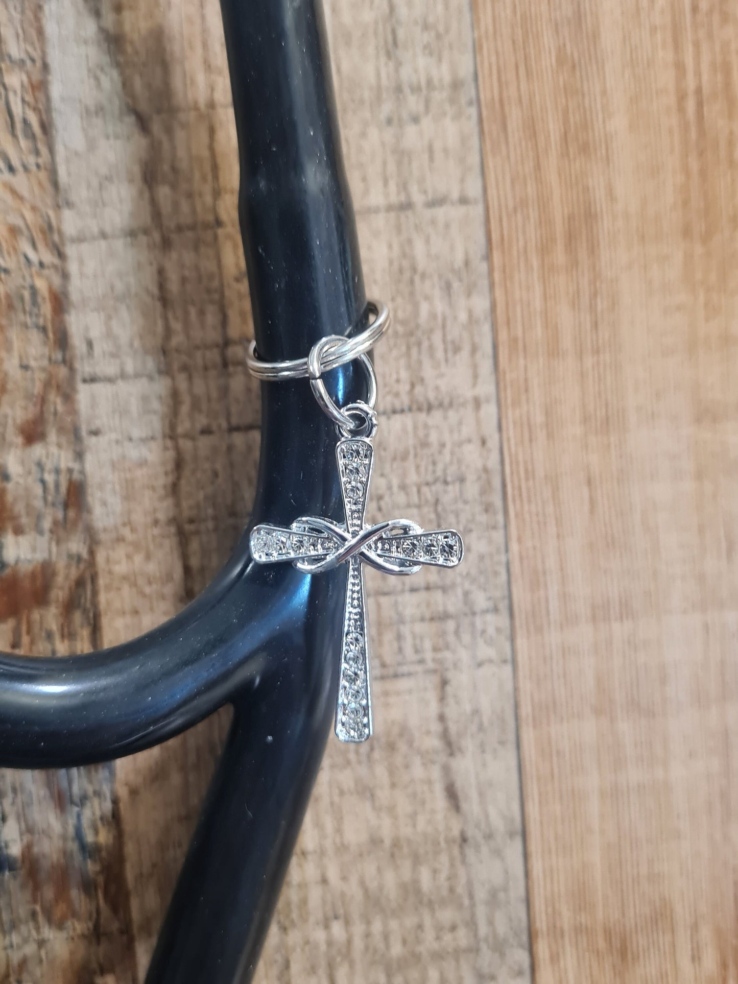 Sparkling Cross ~ Stethoscope Charm ~  RN Charm ~ Medical Stethoscope Charm ~ Christian Charm ~ Physician Charm ~ Stethoscope Tag ~ OT ~ RT