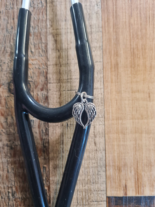 Angel Wings ~ Stethoscope Charm ~  RN Charm ~ Medical Stethoscope Charm ~ Guardian Angel~ Physician Charm ~ Stethoscope Tag ~ OT ~ RT