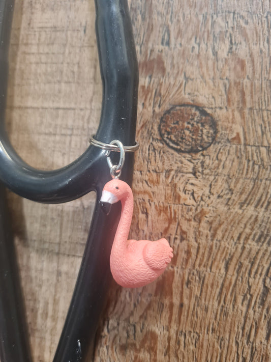 Flamingo ~ Stethoscope Charm ~ RN Charm ~ Medical Stethoscope Charm ~ Physician Charm ~ Stethoscope Tag ~ OT ~ PT ~ Tropical Charm