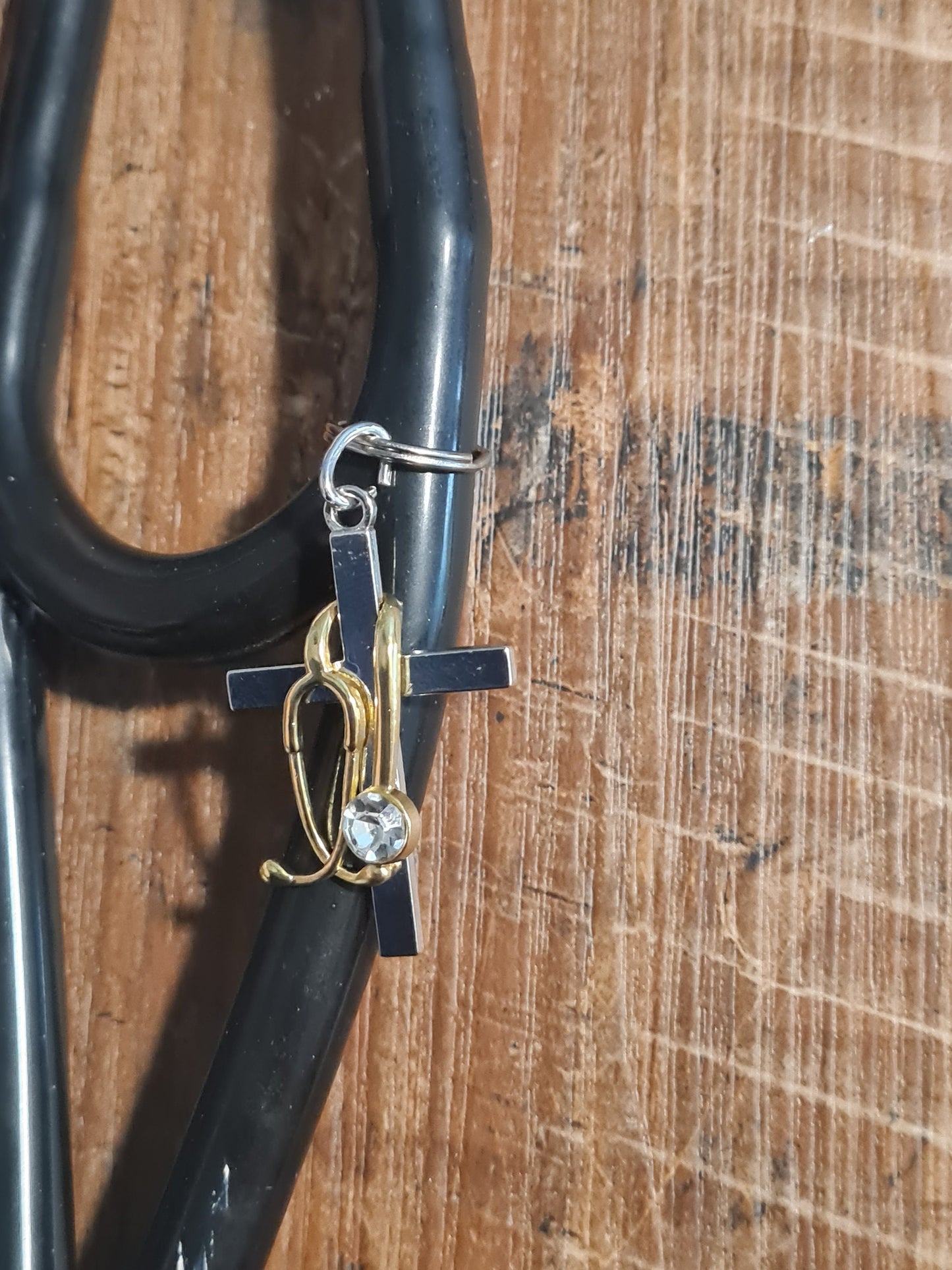 Cross ~ Stethoscope Charm ~  RN Charm ~ Medical Stethoscope Charm ~ Christian Charm ~ Physician Charm ~ Stethoscope Tag ~ OT ~ RT