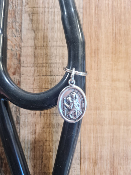 St. Christopher ~ Stethoscope Charm ~  RN Charm ~ Medical Stethoscope Charm ~ Catholic Charm ~ Physician Charm ~ Stethoscope Tag ~ OT ~ RT