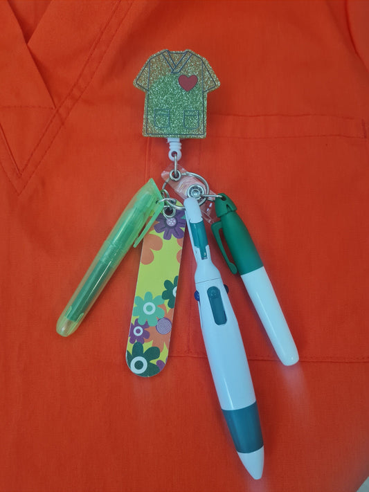 Badge Reel Pen Set ~ ID Badge Reel ~  ID Badge ~ Nurse Pens ~ CNA Badge Reel Pen Set ~ Registered Nurse Pen Holder ~ Medical Badge Reel