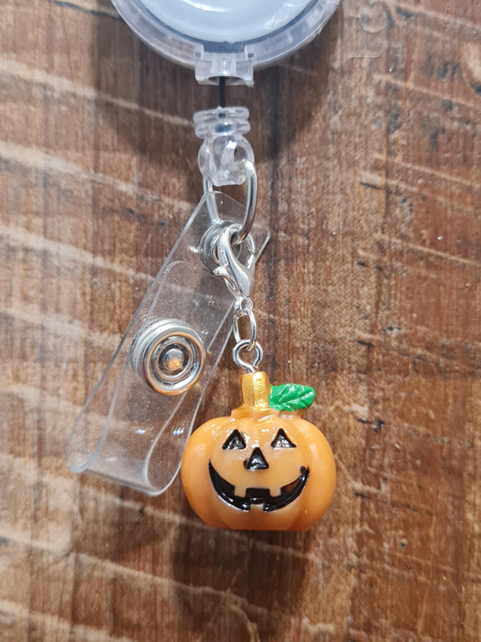 Pumpkin ~ ID Badge Reel Charm ~ Custom Made Charms ~ Badge Buddy ~ Badge Accessories ~ Pumpkin ID Badge Charm ~ Jack O'Lantern Charm