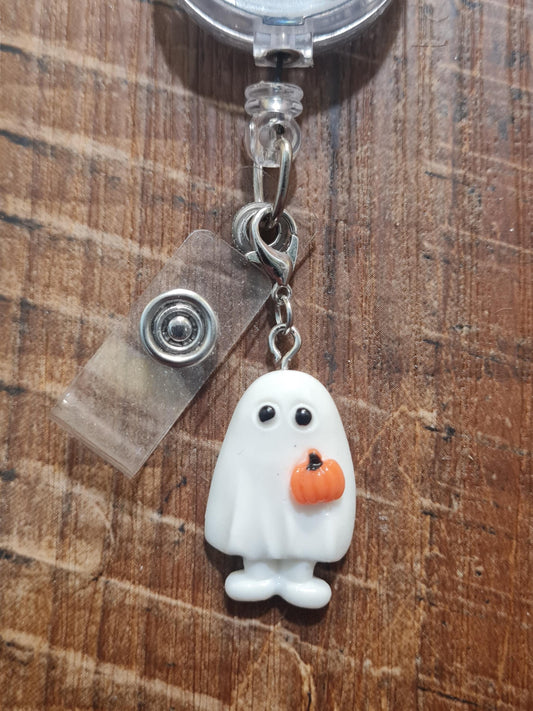 Halloween Ghost Charm ~ ID Badge Reel Charm ~ Custom Made Charms ~ Badge Buddy ~ Badge Accessories~ Halloween Charm ~ Ghost Charm
