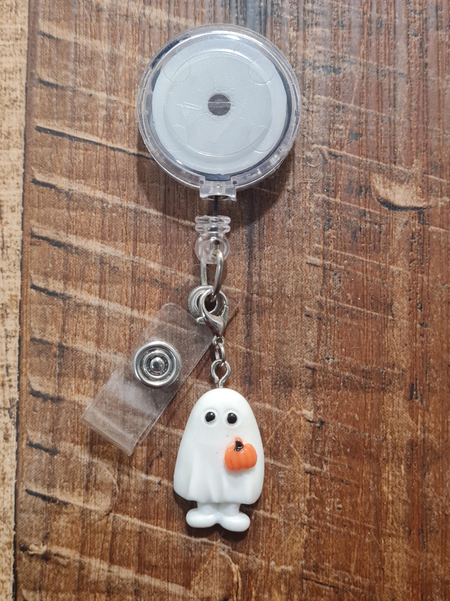 Halloween Ghost Charm ~ ID Badge Reel Charm ~ Custom Made Charms ~ Badge Buddy ~ Badge Accessories~ Halloween Charm ~ Ghost Charm