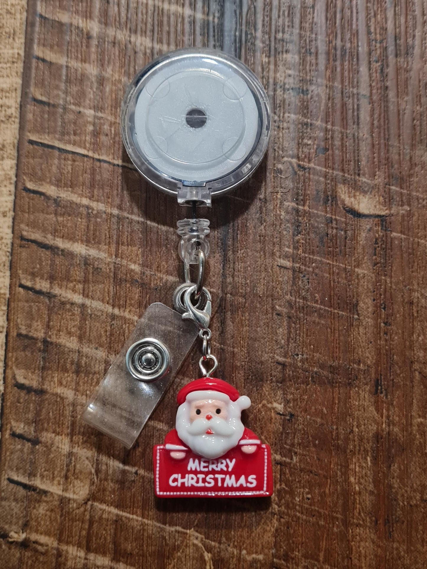 Santa Claus ~ ID Badge Reel Charm  ~ Work Badge Charm ~ Badge Accessories ~ Santa ~ Merry Christmas Charm ~ ID Badge Charm