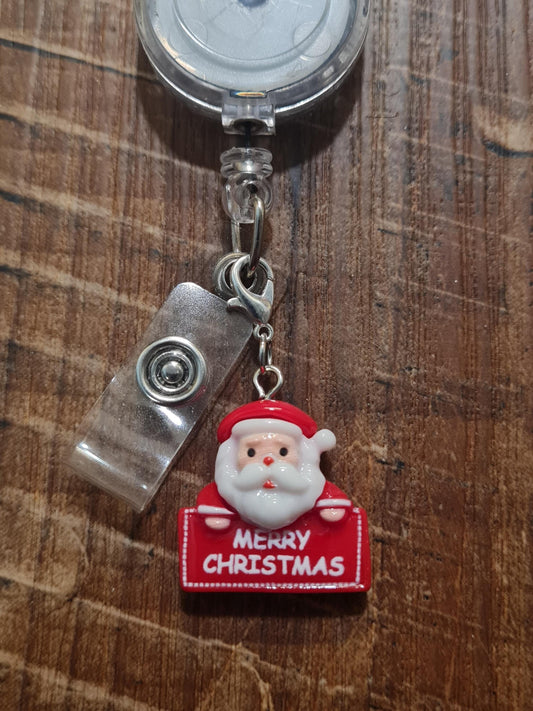 Santa Claus ~ ID Badge Reel Charm  ~ Work Badge Charm ~ Badge Accessories ~ Santa ~ Merry Christmas Charm ~ ID Badge Charm