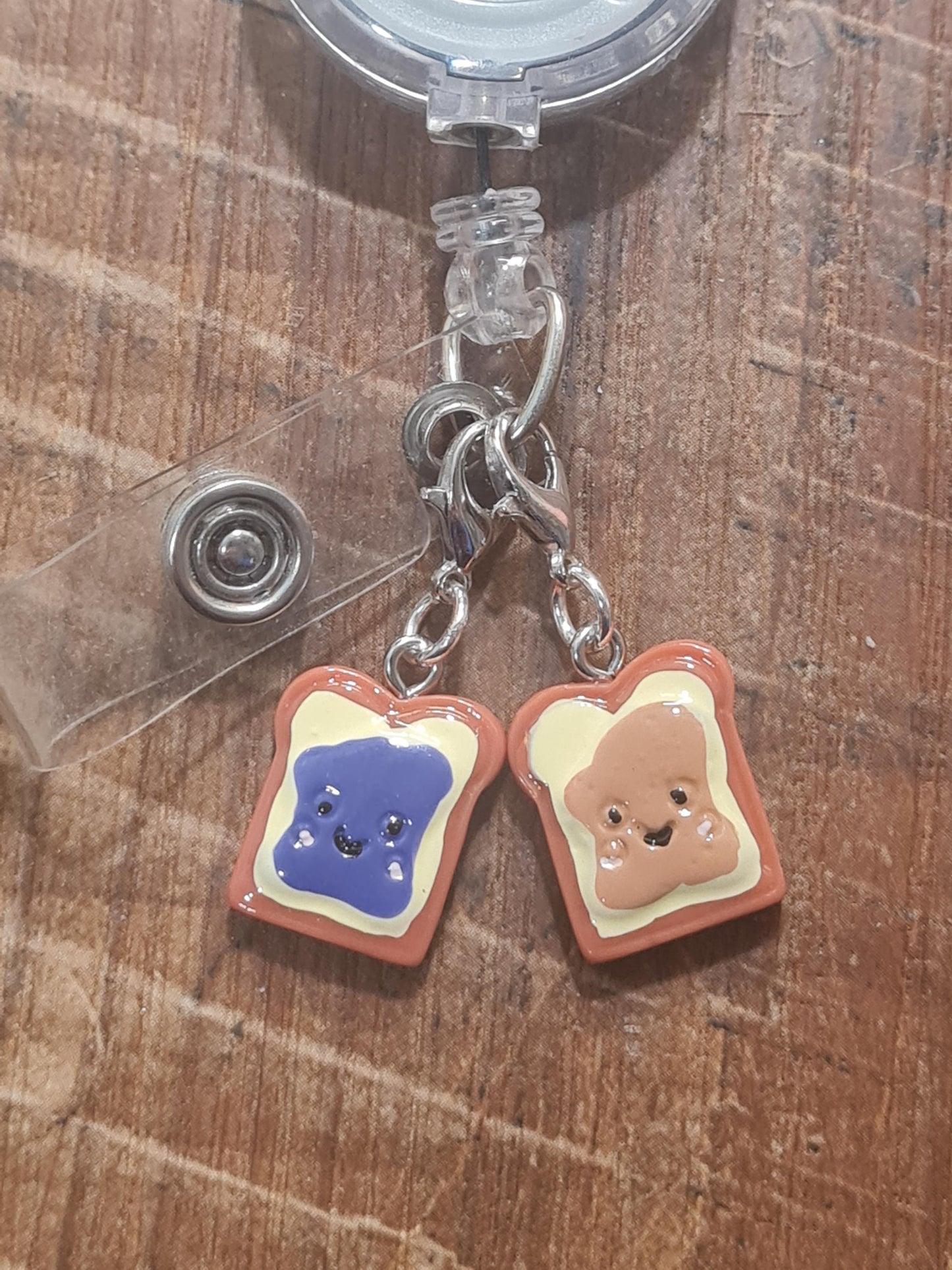Peanut Butter & Jelly Charms ~ ID Badge Reel Charm ~ Custom Made Charm ~ Badge Buddy ~ Badge Accessories ~ Work Bestie Charms ~ Friend Charm