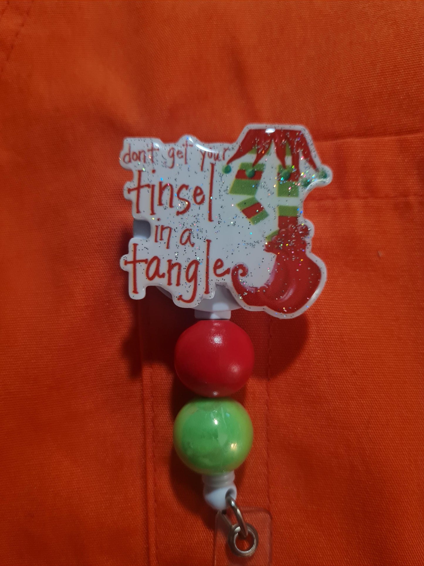 Christmas Badge Reel ~  Health Care Badge Reel ~ Work Badge ~ Medical Badge Reel ~Don't Get Your Tinsel In a Tangle Badge Reel