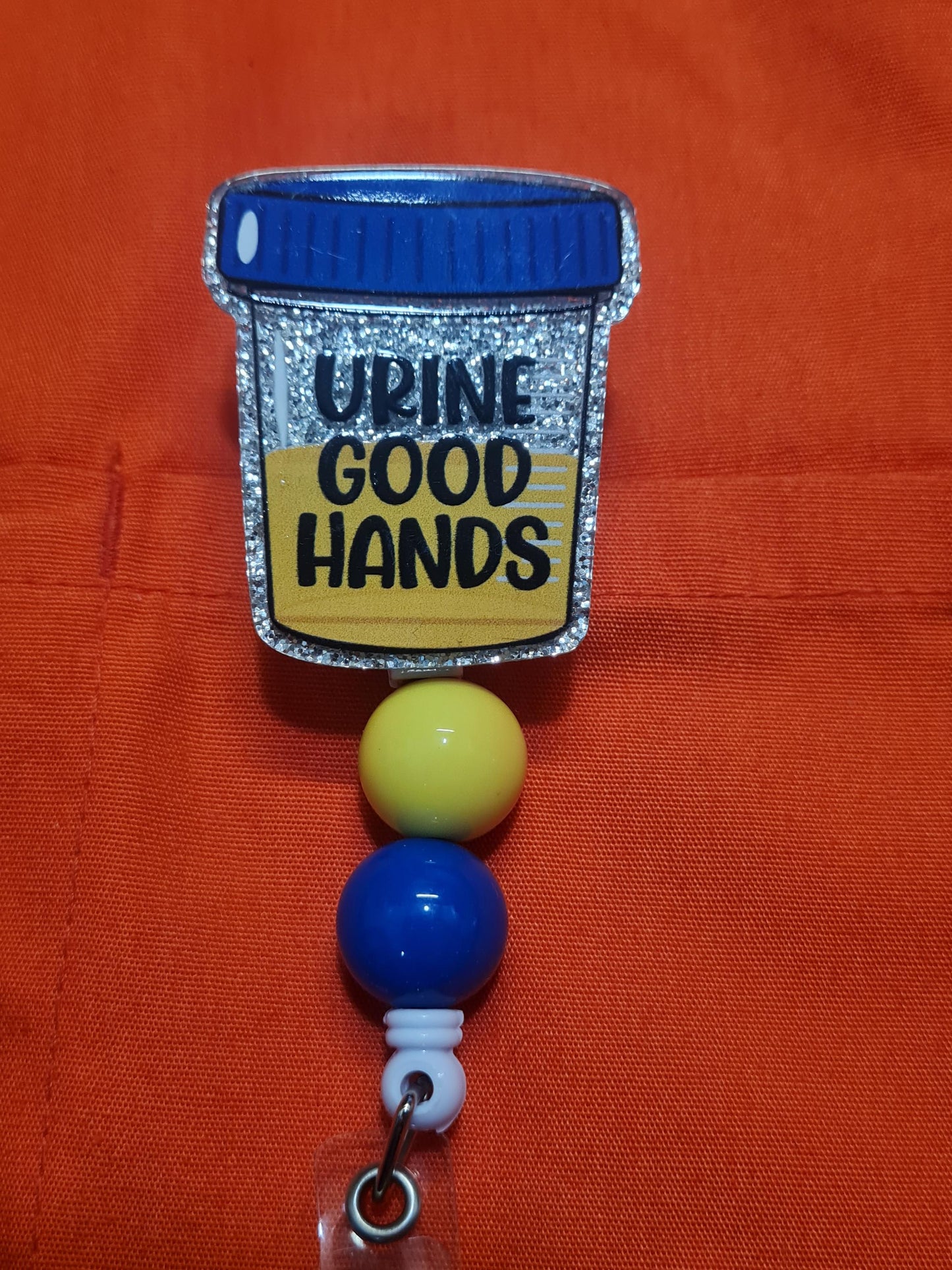 Urine Good Hands Badge Reel ~ ID Badge Reel ~Health Care Badge Reel ~ Work Badge~ Medical Badge Reel ~ RN Badge Reel ~ Nurse Badge Reel
