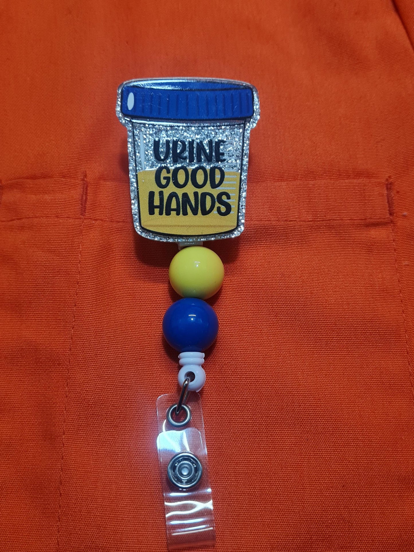 Urine Good Hands Badge Reel ~ ID Badge Reel ~Health Care Badge Reel ~ Work Badge~ Medical Badge Reel ~ RN Badge Reel ~ Nurse Badge Reel