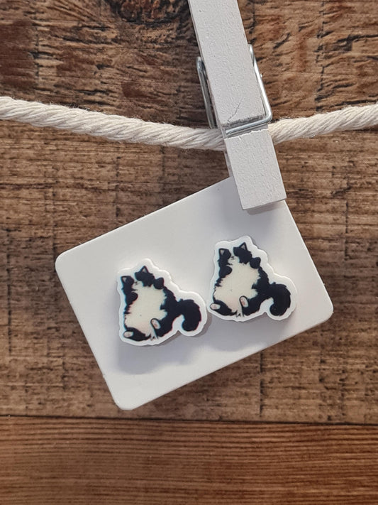 Fat Cat Earrings ~Kitty Earrings ~ Cat Earrings ~ Post Earrings ~ Crazy Cat Lady ~ Easter Basket Gift ~ Fun Earrings ~ Cat Mom