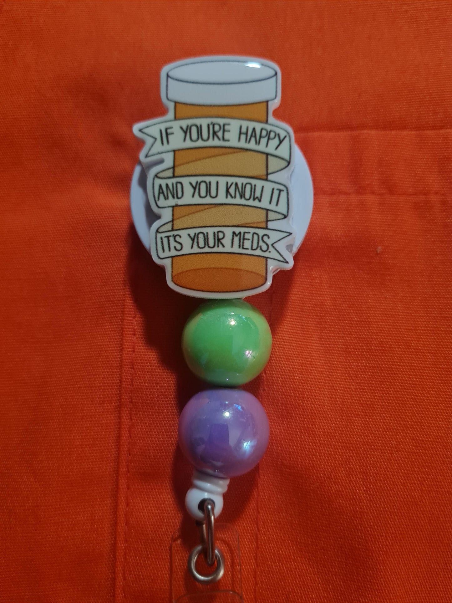 Happy Pills Badge Reel ~ ID Badge Reel ~ Health Care Badge Reel ~ Medical Badge Reel ~ RN Badge Reel ~ Pharmacy ~ RX Badge Reel ~ Nurse Reel