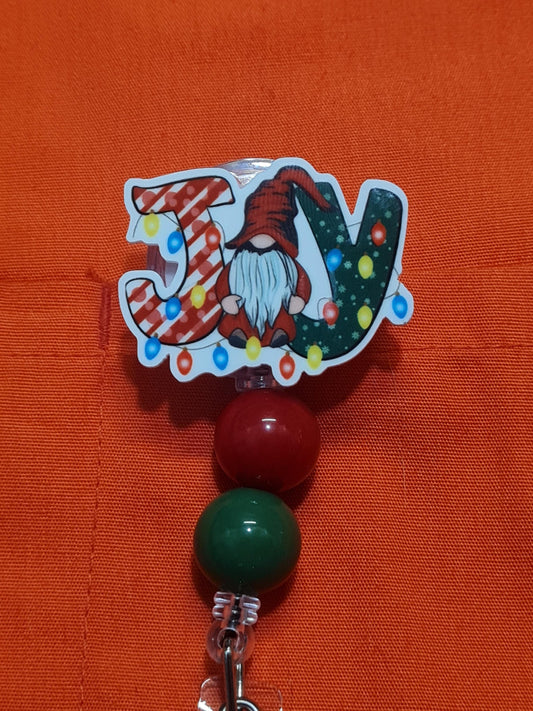 Christmas Joy Badge Reel ~  Health Care Badge Reel ~ Work Badge ~ Medical Badge Reel ~ Christmas Gnome Badge Reel ~ Gnome Badge Reel