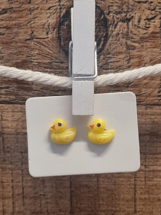 Rubber Duck Earrings ~ Duck Earrings ~ Cute Duck Earrings ~ Easter Jewelry ~ 4 Wheel Drive Mascot Earrings ~ Rubber Duck ~Easter Basket Gift