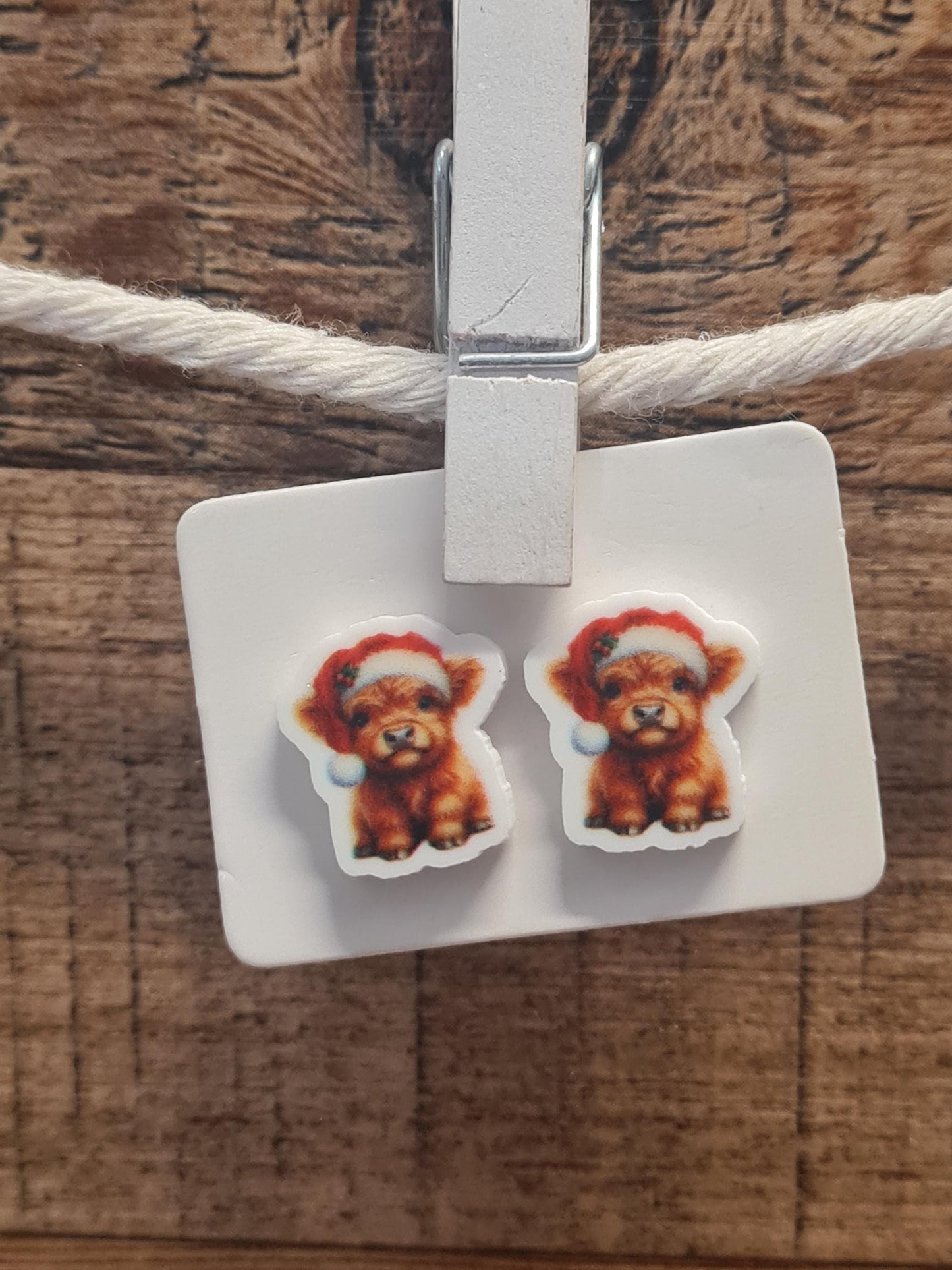 Christmas Earrings ~ Christmas Animal Earrings ~ Holiday Earrings ~ Xmas Earrings ~ Kids Earrings ~ Christmas Jewelry~ Highland Cow Earrings