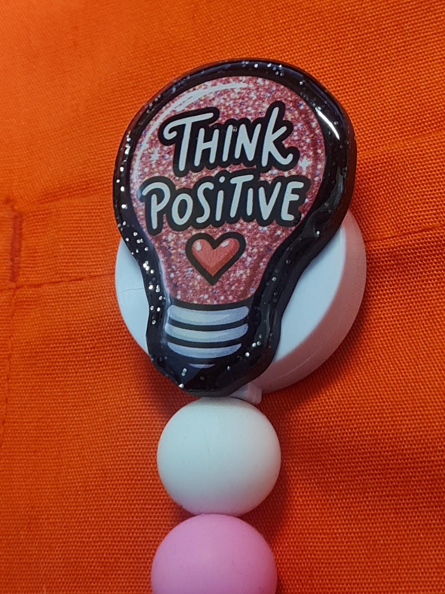 "Think Positive" Retractable ID Badge Reel - Motivational Mindset Accessory for Nurses, Teachers, and Social Workers - Mental Health Awareness Gift